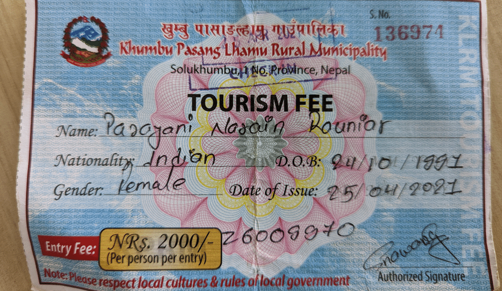 Khumbu Pasang Lhamu Rural Municipality Permit
