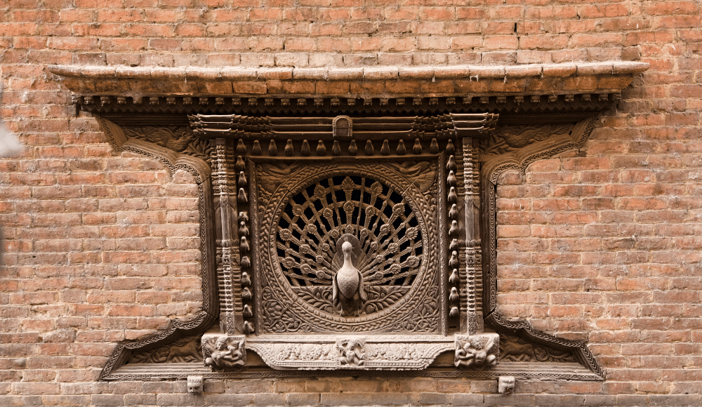 unique arts of nepal, peacock window