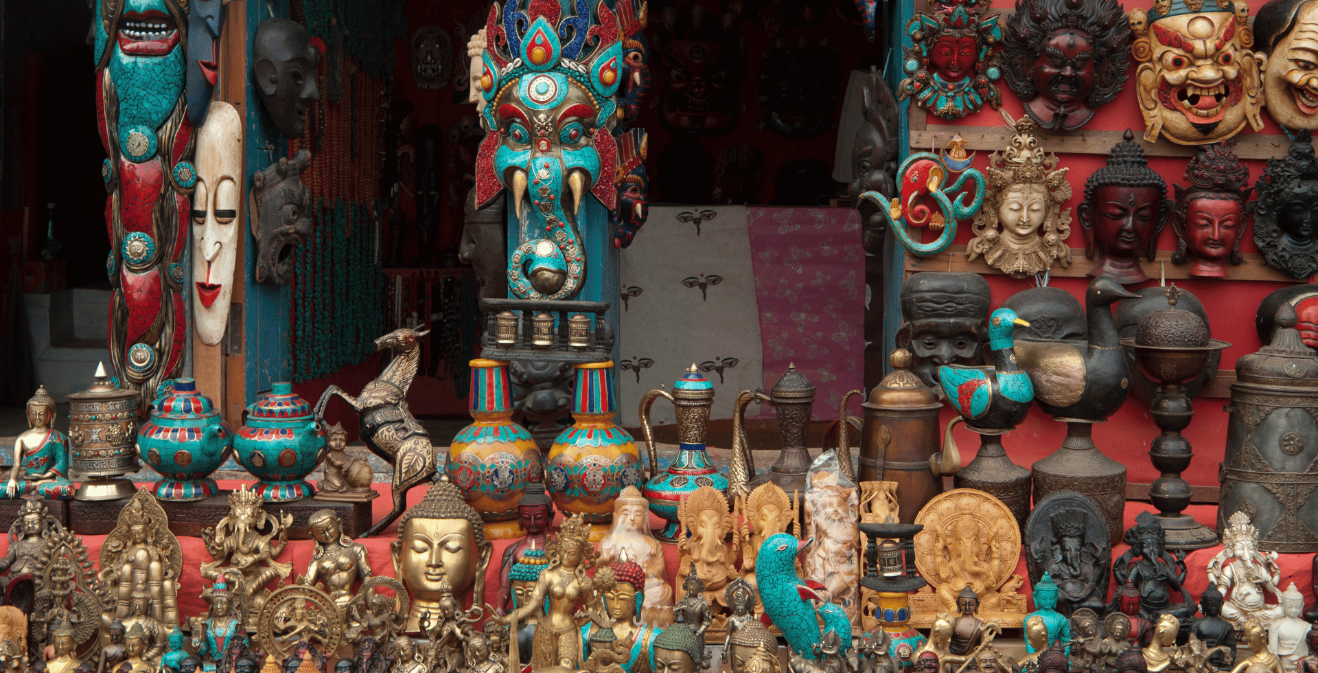 different masks and statues for sale