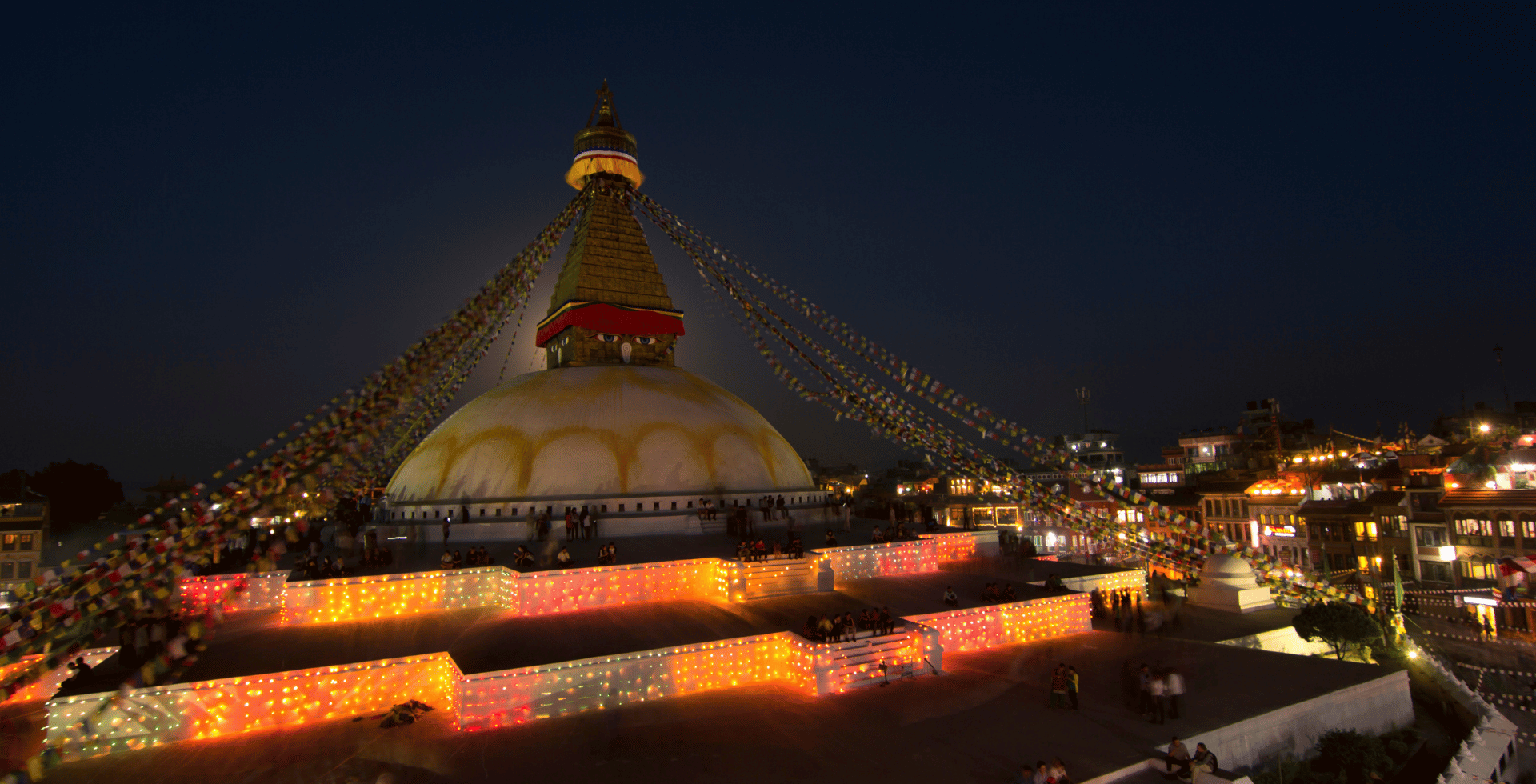 Nightview of Buddhanth with lights all around it