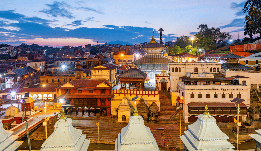 Evening view of Pashupatinath Complex from the viewpoint