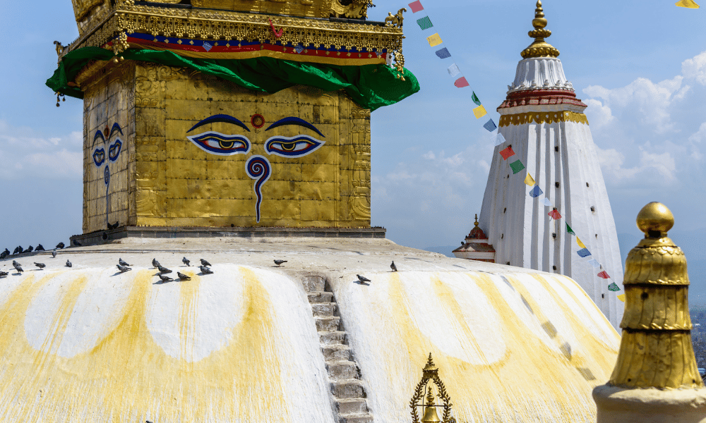 The eyes of buddha in Swayambhu Stupa